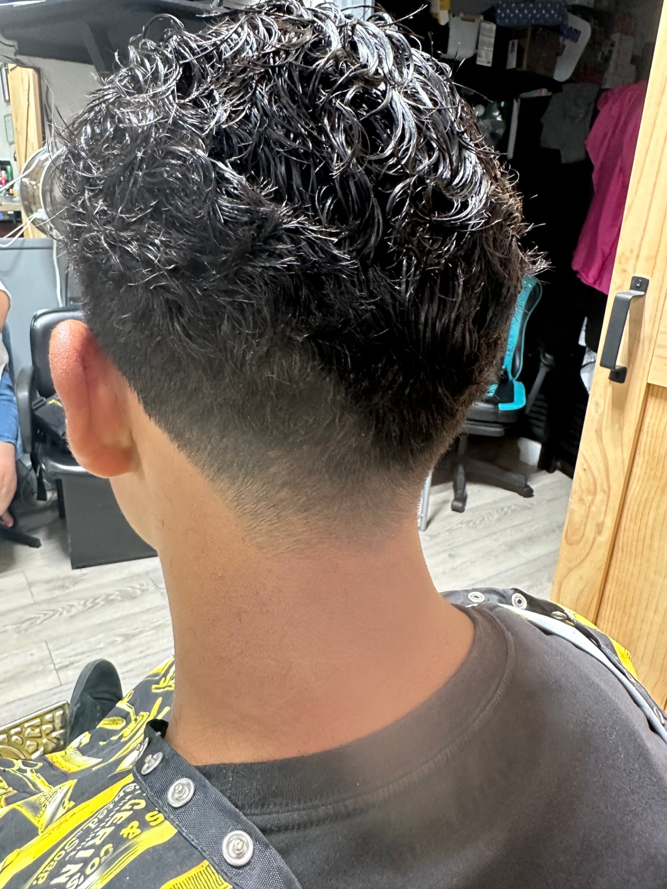 Curly top with taper fade