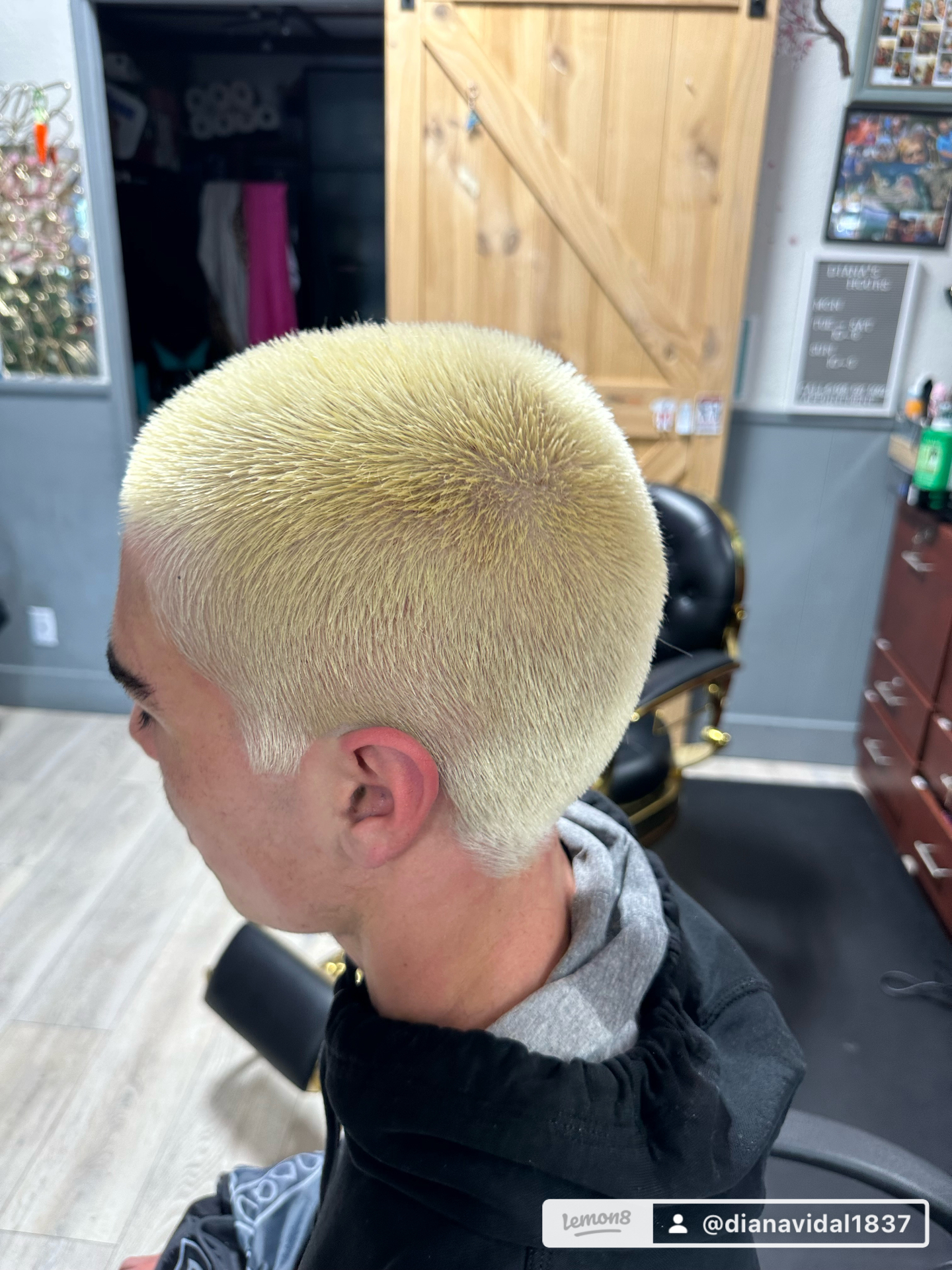 Bleached blonde crop with clean taper