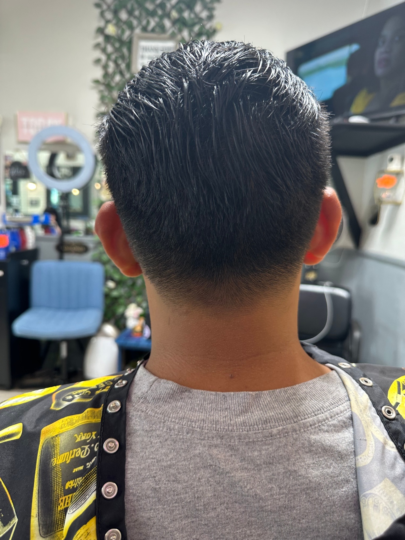 Textured crew cut with low taper fade
